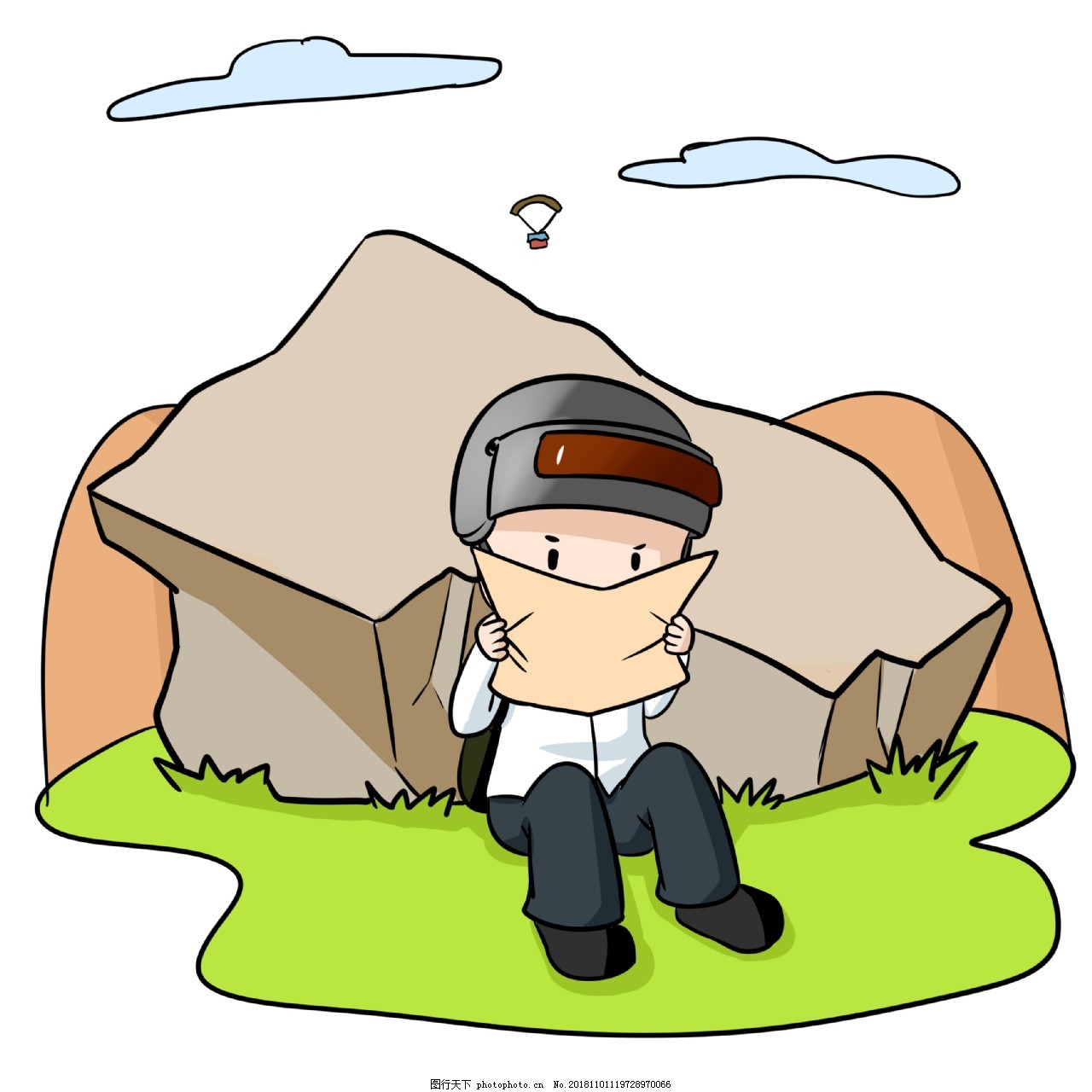 卡通游戏吃鸡刺激战场插画