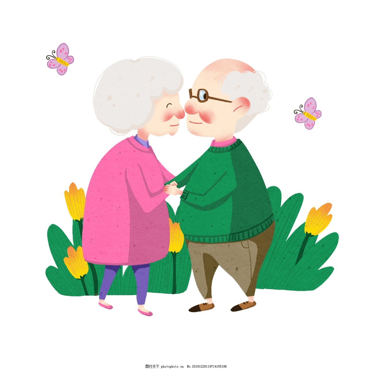 情人节亲嘴的老人图片