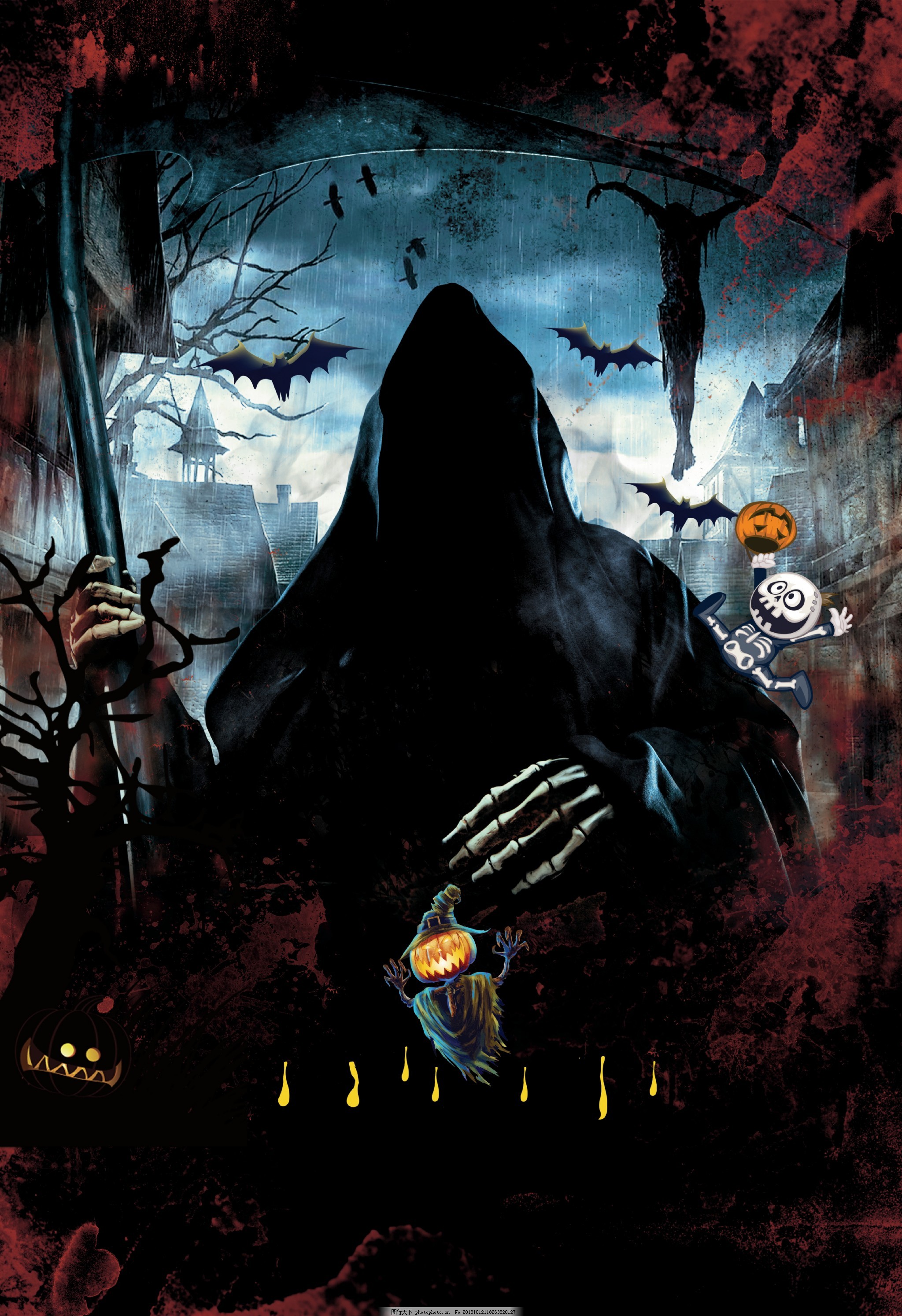 恐怖万圣节背景素材图片 广告背景 背景底纹 图行天下素材网