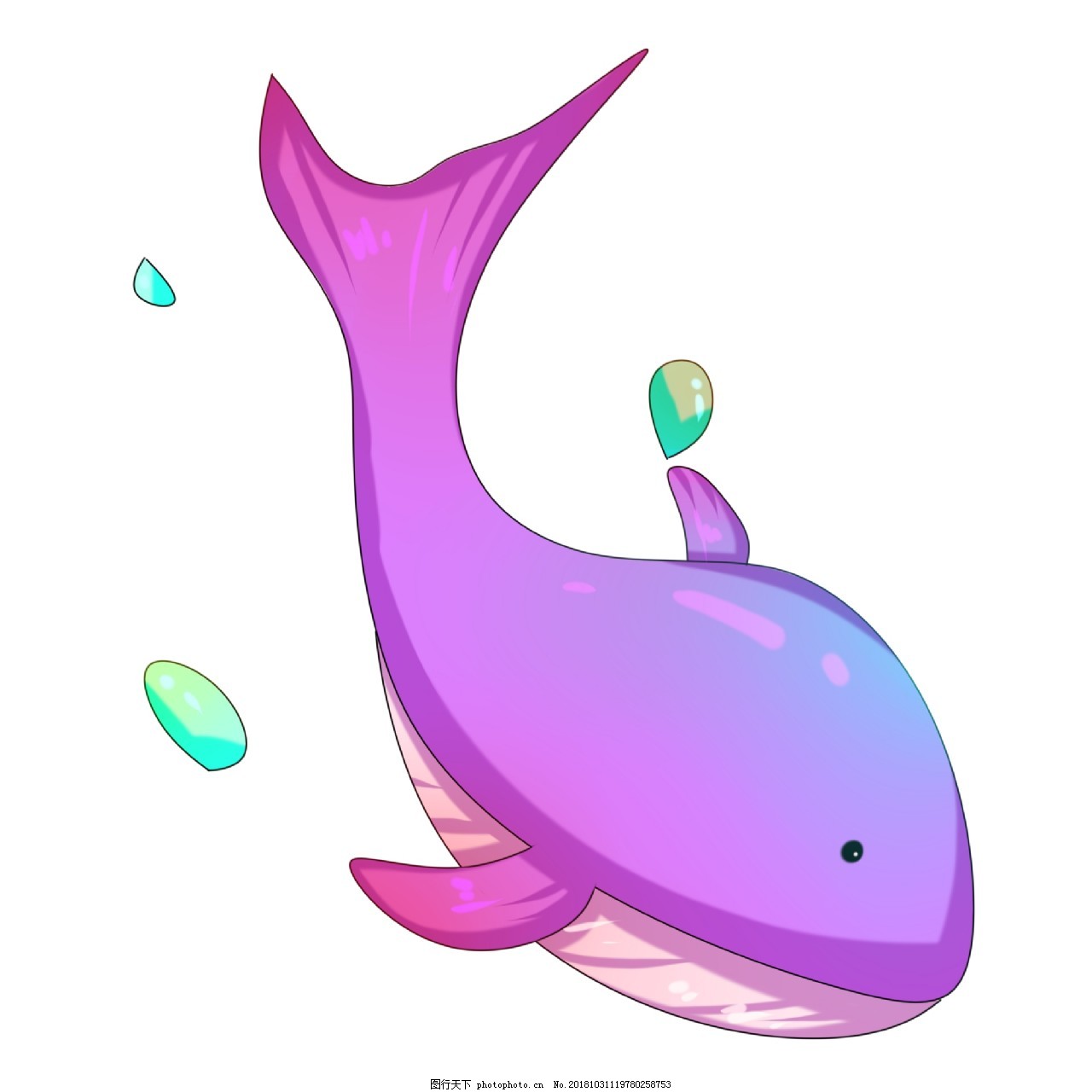 卡通手绘粉色可爱鲸鱼插画图片_装饰图案_设计元素-图行天下素材网