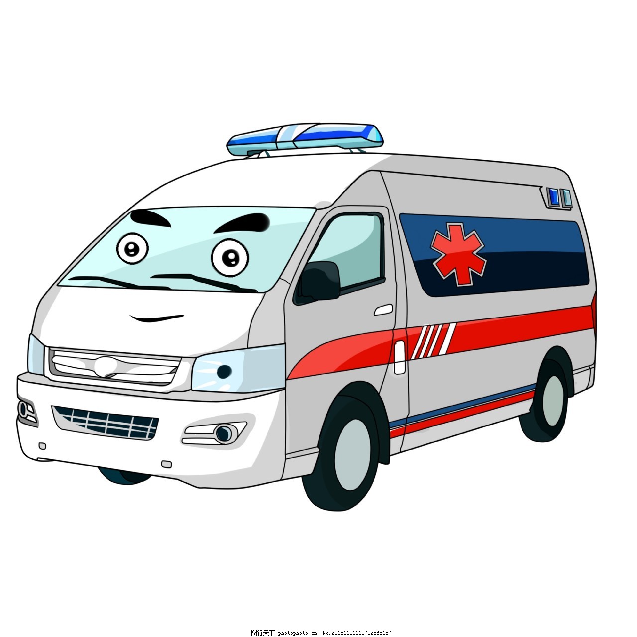 手绘医疗救护车插画图片_装饰图案_设计元素-图行天下素材网