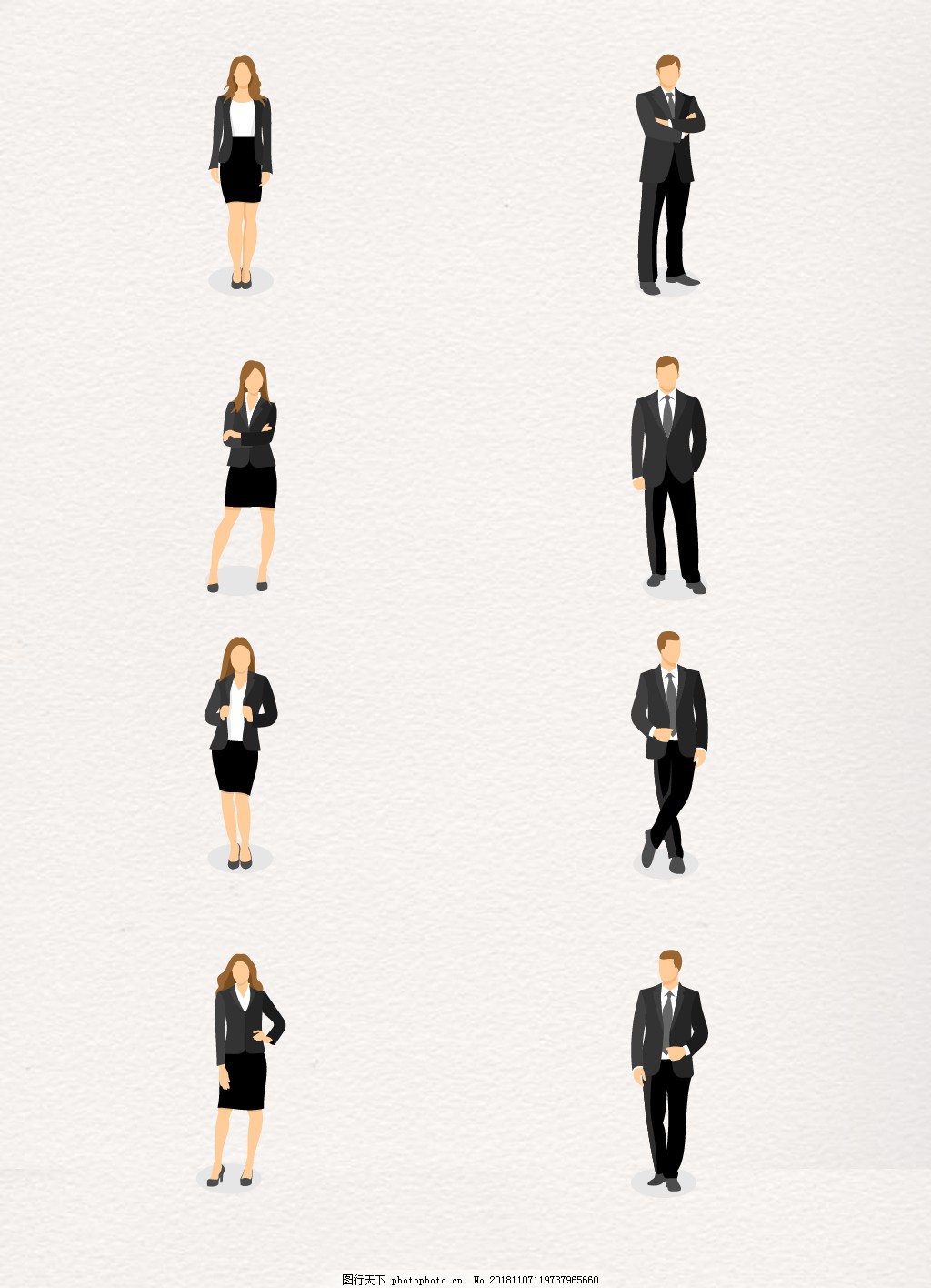 卡通8组穿西装的商务精英和女白领人物设计图片 装饰图案 设计元素 图行天下素材网