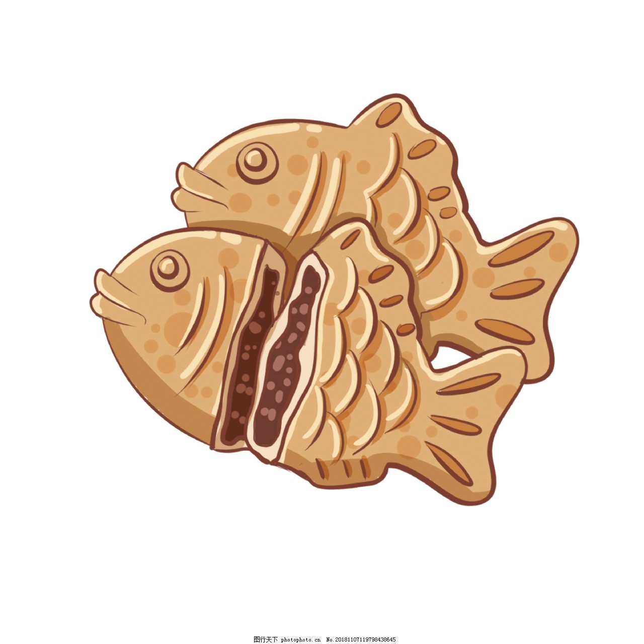 手绘鲷鱼烧美食插画图片 装饰图案 设计元素 图行天下素材网