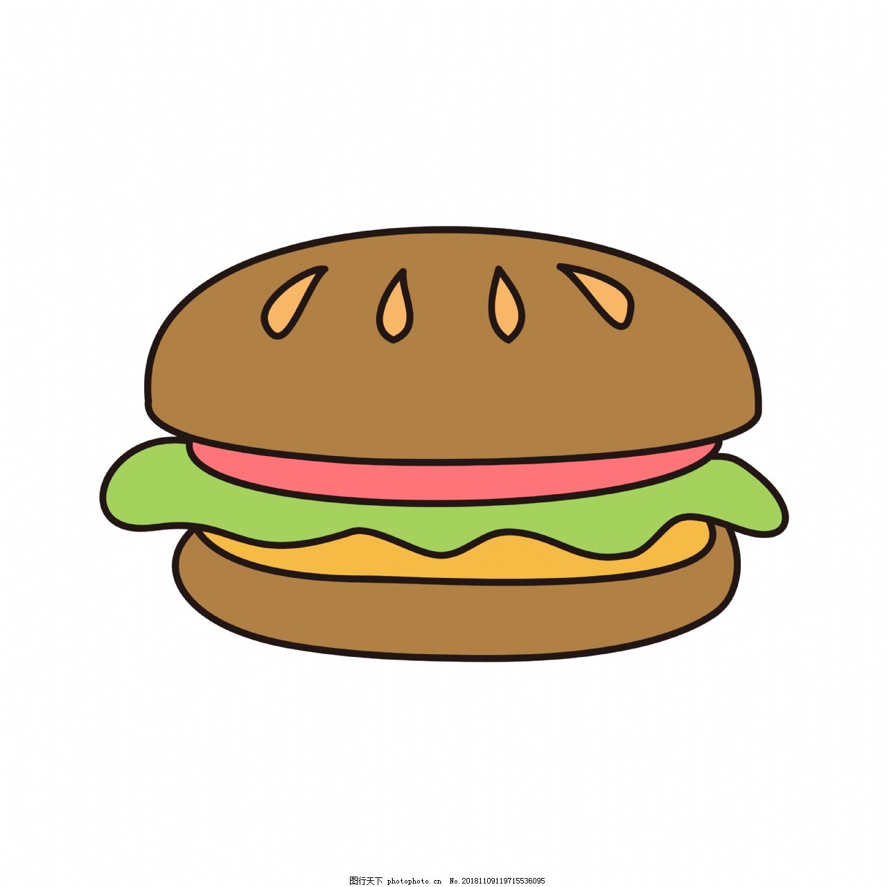 彩色汉堡包简笔画画法图片步骤（保护地球妈妈儿童画） - 有点网 - 好手艺