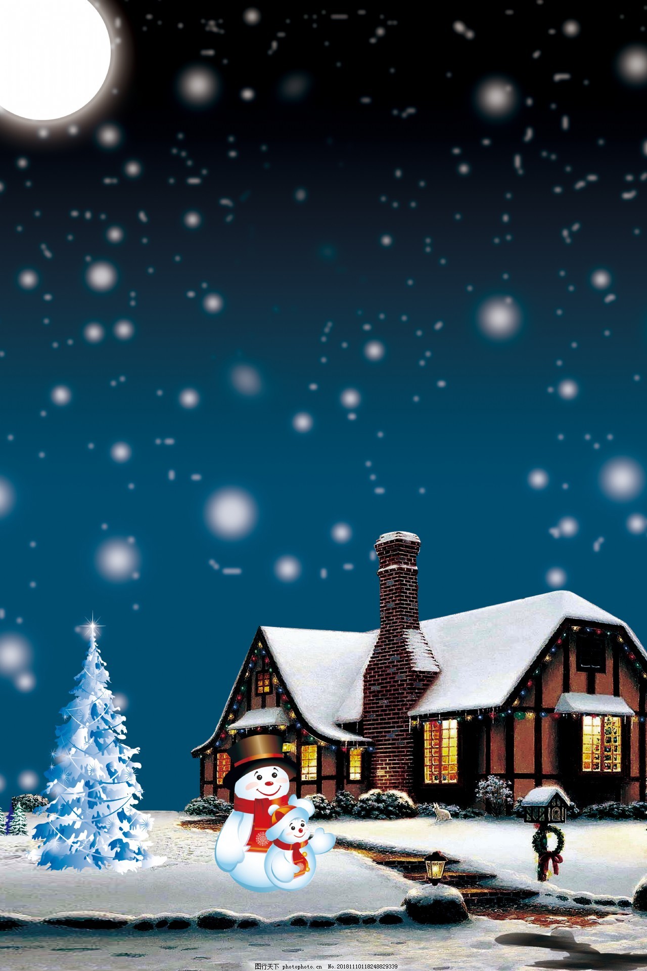 下雪的圣诞节背景素材图片 广告背景 底纹边框 图行天下素材网