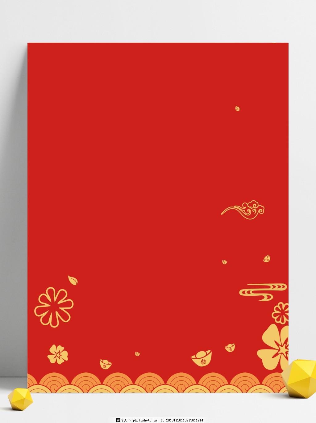 金色花朵红色底纹11月邀请函背景图片 广告背景 底纹边框 图行天下素材网