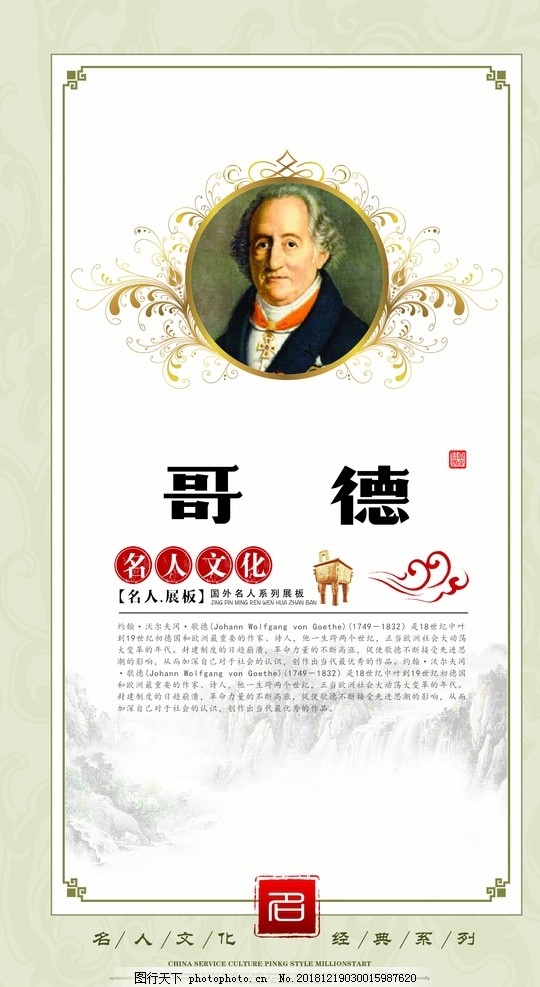 名人简介展板歌德图片 海报设计 广告设计 图行天下素材网