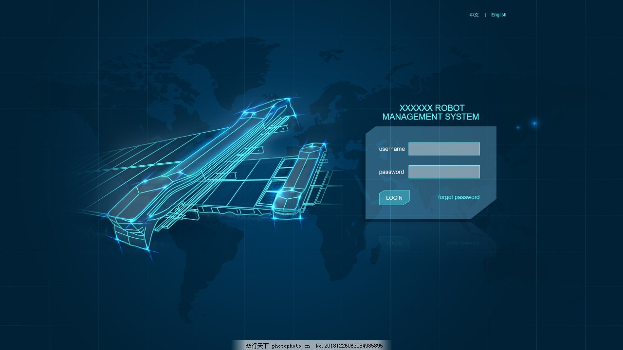 光伏机器人后台系统登录页面英文图片_其他_网页界面-图行天下素材网